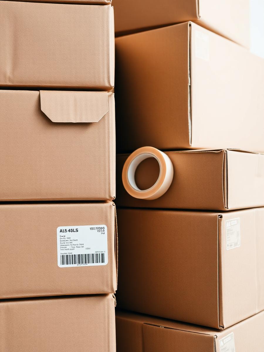 Neatly stacked shipping cartons